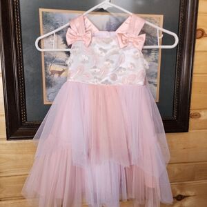 Jona Michelle Pink and White Kids Dress